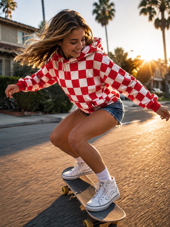 Magnolia Tops - Magnolia Red & White Check Pullover Hoodie
